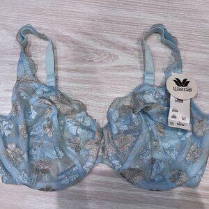 New with Tags - Wacoal Bra - Blue and Silver Lace - Size 36DD